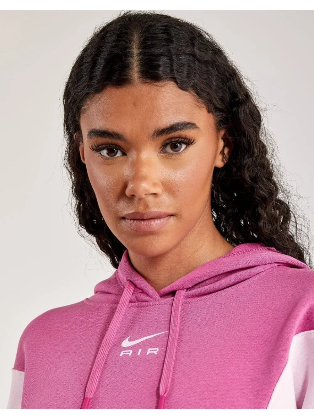 Nike Air Oversized Fit Women's Cropped Fleece Hoodie PINK DV8048-665 NWT - Picture 3 of 3